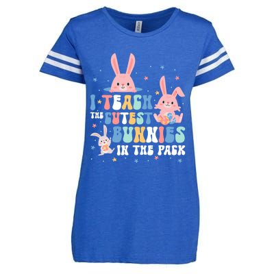 Teach Cutest Bunnies Easter Preschool Kindergarten Teacher Gift Enza Ladies Jersey Football T-Shirt