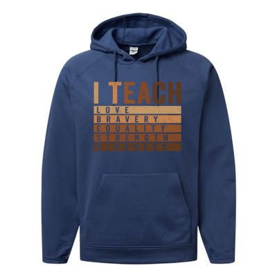 Teacher Celebrate Bhm Juneteenth I Teach Black History Great Gift Performance Fleece Hoodie