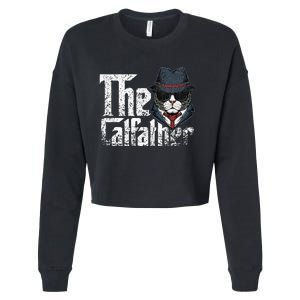 The Catfather Best Birthday Cat Dad Fathersday Funny Gift Cropped Pullover Crew