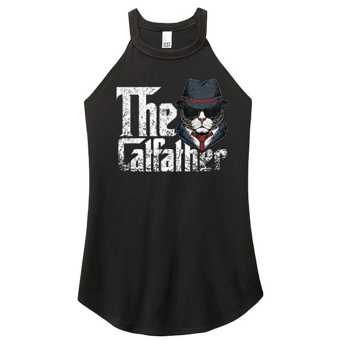 The Catfather Best Birthday Cat Dad Fathersday Funny Gift Women's Perfect Tri Rocker Tank