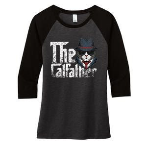 The Catfather Best Birthday Cat Dad Fathersday Funny Gift Women's Tri-Blend 3/4-Sleeve Raglan Shirt