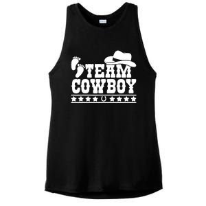 Team Cowboy Baby Gender Reveal Outfit Team Boy Gender Reveal Ladies PosiCharge Tri-Blend Wicking Tank