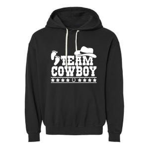 Team Cowboy Baby Gender Reveal Outfit Team Boy Gender Reveal Garment-Dyed Fleece Hoodie