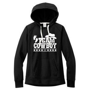 Team Cowboy Baby Gender Reveal Outfit Team Boy Gender Reveal Women's Fleece Hoodie