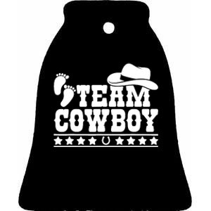 Team Cowboy Baby Gender Reveal Outfit Team Boy Gender Reveal Ceramic Bell Ornament