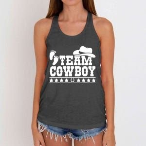 Team Cowboy Baby Gender Reveal Outfit Team Boy Gender Reveal Women's Knotted Racerback Tank