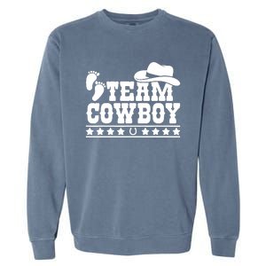 Team Cowboy Baby Gender Reveal Outfit Team Boy Gender Reveal Garment-Dyed Sweatshirt