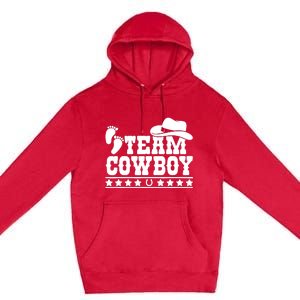 Team Cowboy Baby Gender Reveal Outfit Team Boy Gender Reveal Premium Pullover Hoodie