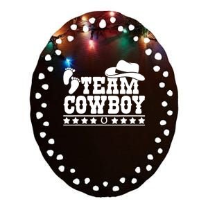 Team Cowboy Baby Gender Reveal Outfit Team Boy Gender Reveal Ceramic Oval Ornament