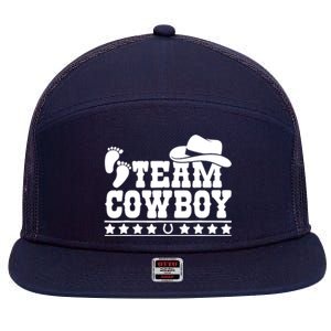 Team Cowboy Baby Gender Reveal Outfit Team Boy Gender Reveal 7 Panel Mesh Trucker Snapback Hat