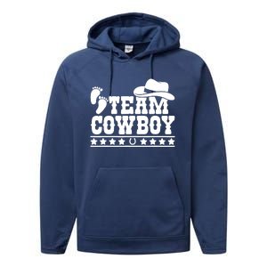 Team Cowboy Baby Gender Reveal Outfit Team Boy Gender Reveal Performance Fleece Hoodie