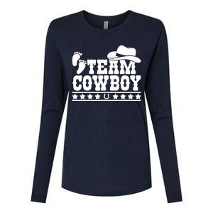 Team Cowboy Baby Gender Reveal Outfit Team Boy Gender Reveal Womens Cotton Relaxed Long Sleeve T-Shirt