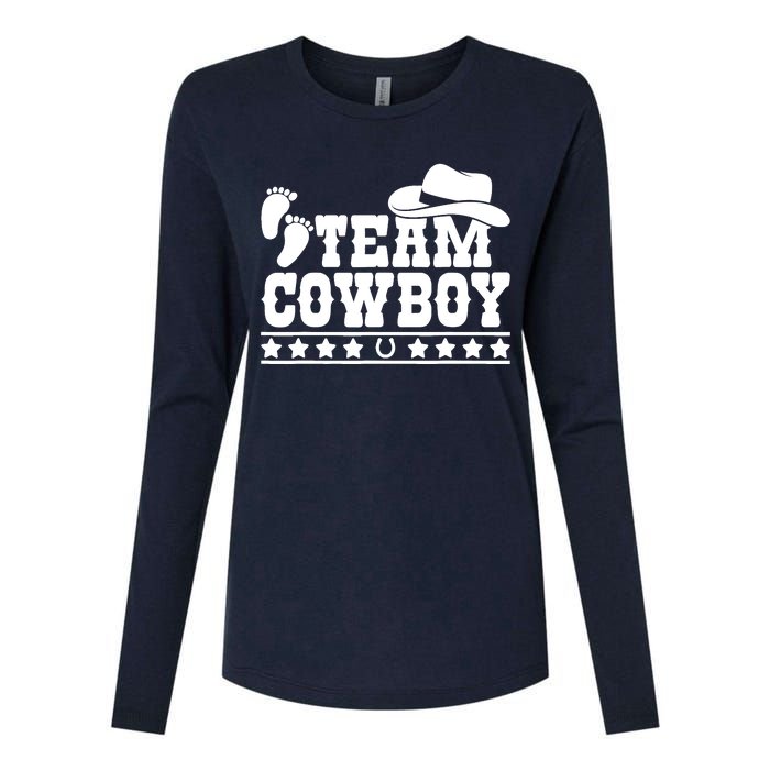 Team Cowboy Baby Gender Reveal Outfit Team Boy Gender Reveal Womens Cotton Relaxed Long Sleeve T-Shirt