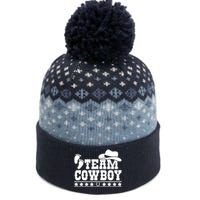 Team Cowboy Baby Gender Reveal Outfit Team Boy Gender Reveal The Baniff Cuffed Pom Beanie