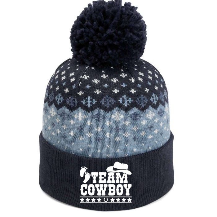 Team Cowboy Baby Gender Reveal Outfit Team Boy Gender Reveal The Baniff Cuffed Pom Beanie