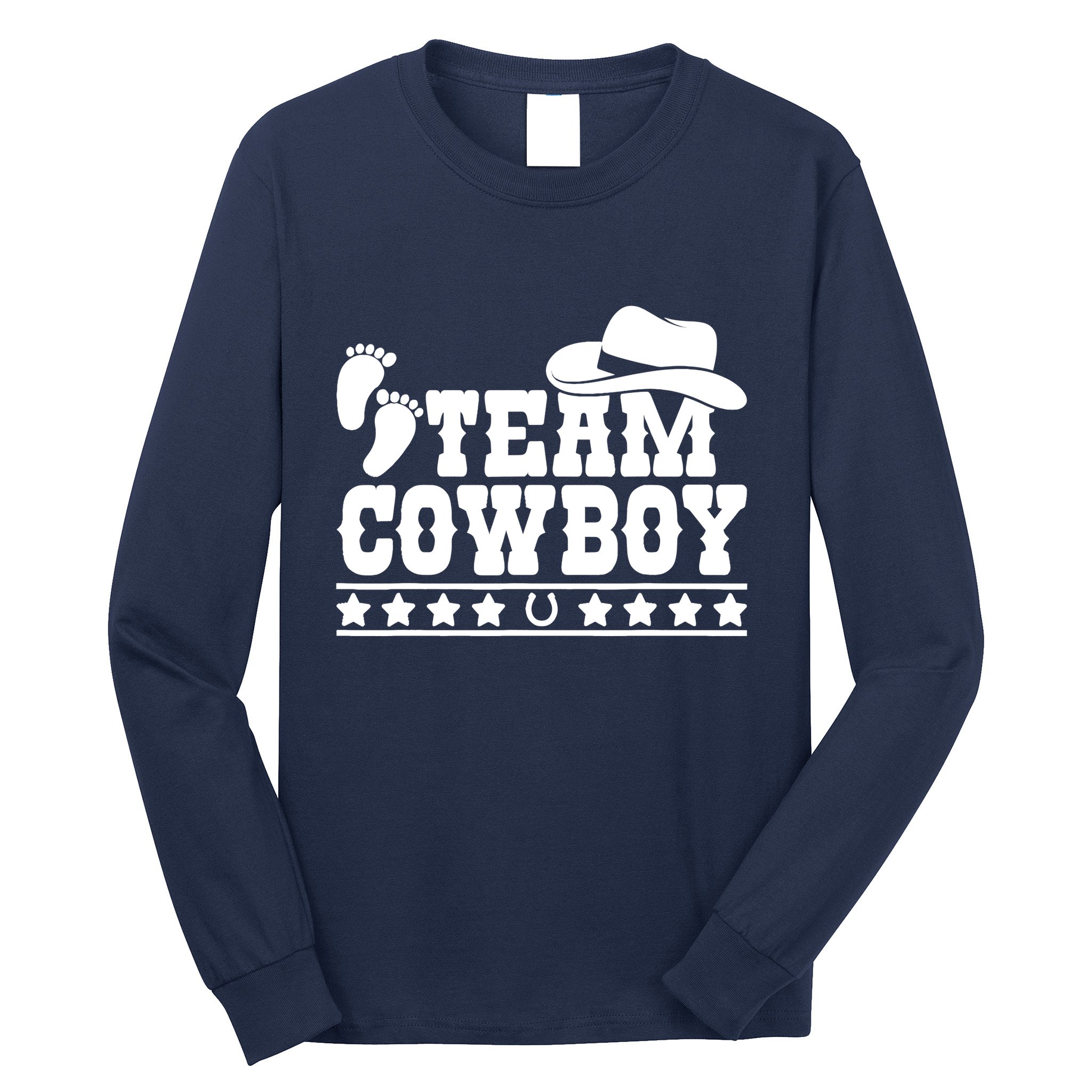 Team Cowboy Baby Gender Reveal Outfit Team Boy Gender Reveal Long Sleeve Shirt