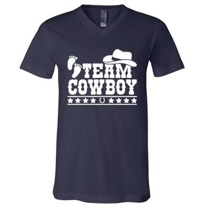 Team Cowboy Baby Gender Reveal Outfit Team Boy Gender Reveal V-Neck T-Shirt