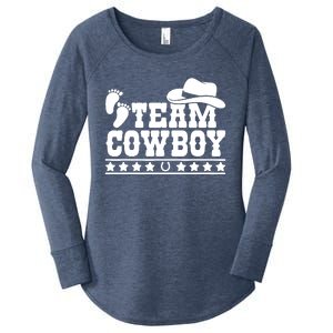 Team Cowboy Baby Gender Reveal Outfit Team Boy Gender Reveal Women's Perfect Tri Tunic Long Sleeve Shirt