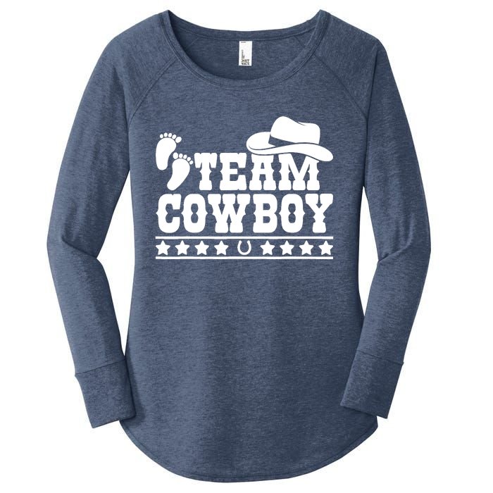 Team Cowboy Baby Gender Reveal Outfit Team Boy Gender Reveal Women's Perfect Tri Tunic Long Sleeve Shirt