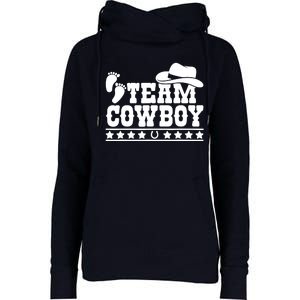 Team Cowboy Baby Gender Reveal Outfit Team Boy Gender Reveal Womens Funnel Neck Pullover Hood