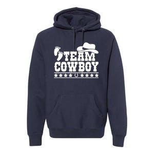 Team Cowboy Baby Gender Reveal Outfit Team Boy Gender Reveal Premium Hoodie