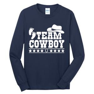 Team Cowboy Baby Gender Reveal Outfit Team Boy Gender Reveal Tall Long Sleeve T-Shirt