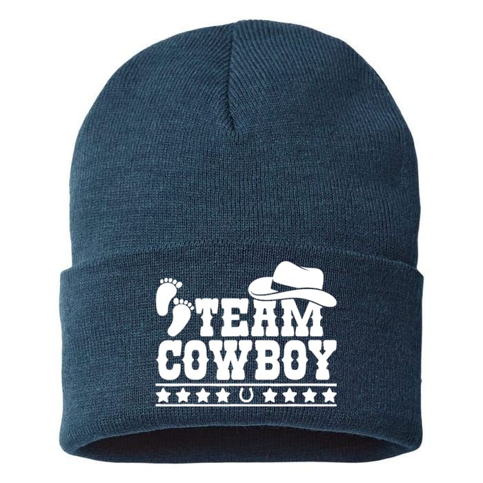 Team Cowboy Baby Gender Reveal Outfit Team Boy Gender Reveal Sustainable Knit Beanie