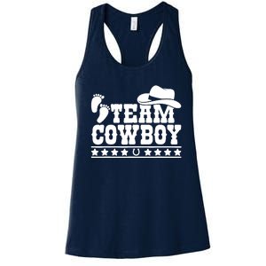 Team Cowboy Baby Gender Reveal Outfit Team Boy Gender Reveal Women's Racerback Tank