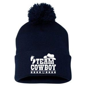 Team Cowboy Baby Gender Reveal Outfit Team Boy Gender Reveal Pom Pom 12in Knit Beanie