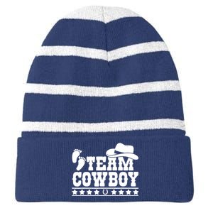 Team Cowboy Baby Gender Reveal Outfit Team Boy Gender Reveal Striped Beanie with Solid Band