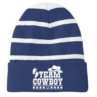 Team Cowboy Baby Gender Reveal Outfit Team Boy Gender Reveal Striped Beanie with Solid Band