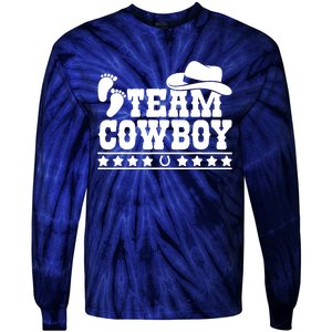 Team Cowboy Baby Gender Reveal Outfit Team Boy Gender Reveal Tie-Dye Long Sleeve Shirt