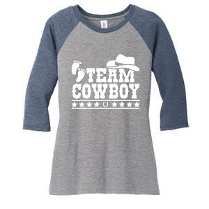 Team Cowboy Baby Gender Reveal Outfit Team Boy Gender Reveal Women's Tri-Blend 3/4-Sleeve Raglan Shirt