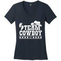 Team Cowboy Baby Gender Reveal Outfit Team Boy Gender Reveal Women's V-Neck T-Shirt