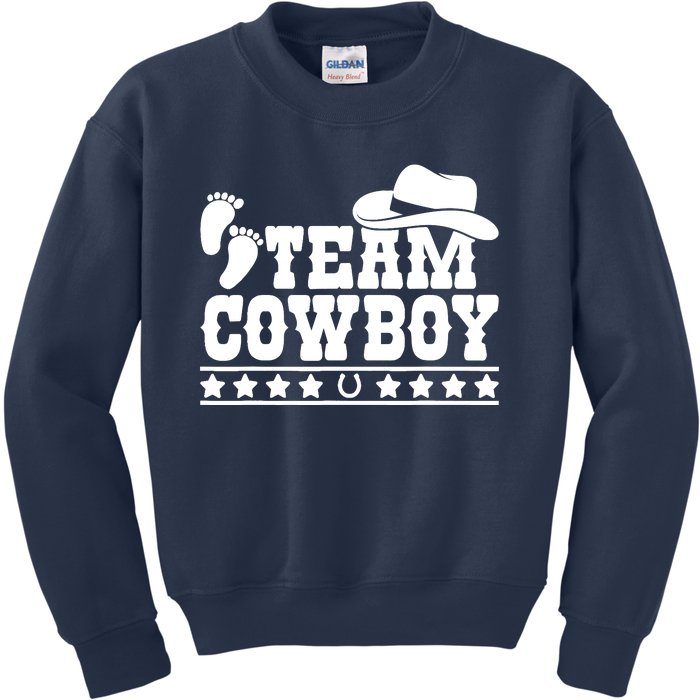 Team Cowboy Baby Gender Reveal Outfit Team Boy Gender Reveal Kids Sweatshirt