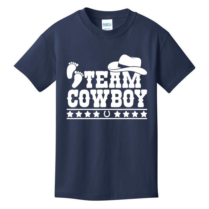 Team Cowboy Baby Gender Reveal Outfit Team Boy Gender Reveal Kids T-Shirt