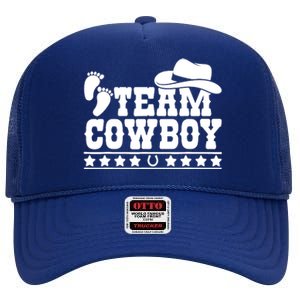 Team Cowboy Baby Gender Reveal Outfit Team Boy Gender Reveal High Crown Mesh Back Trucker Hat