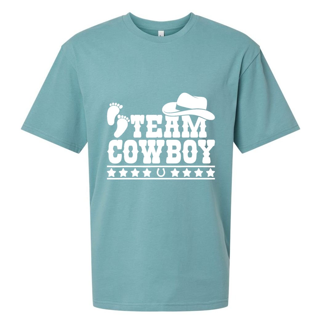 Team Cowboy Baby Gender Reveal Outfit Team Boy Gender Reveal Sueded Cloud Jersey T-Shirt