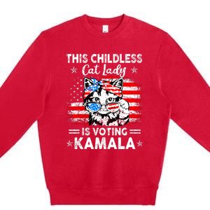 This Childless Cat Lady Is Voting Kamala Premium Crewneck Sweatshirt