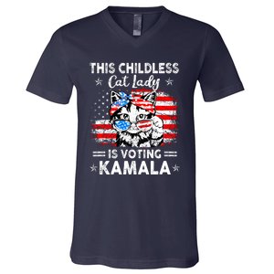 This Childless Cat Lady Is Voting Kamala V-Neck T-Shirt