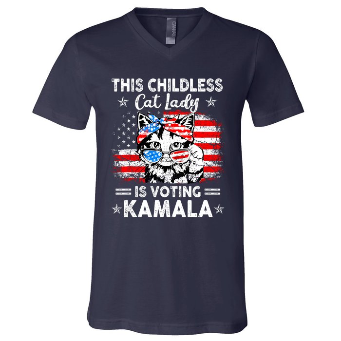 This Childless Cat Lady Is Voting Kamala V-Neck T-Shirt