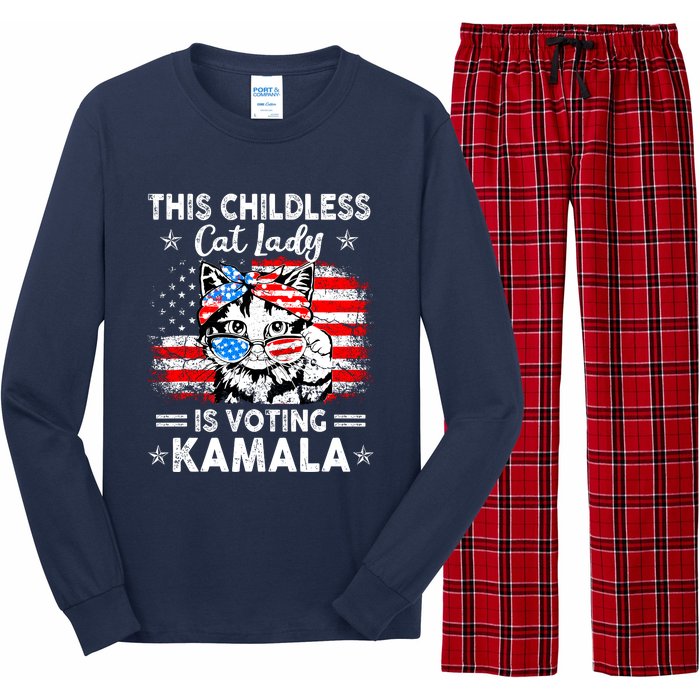 This Childless Cat Lady Is Voting Kamala Long Sleeve Pajama Set