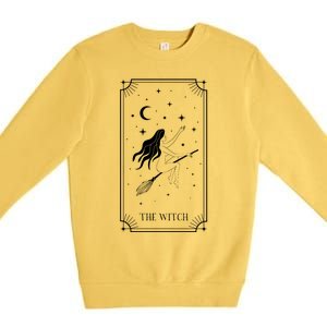 Tarot Card Crescent Moon And Witch Graphic Gift Premium Crewneck Sweatshirt