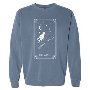 Tarot Card Crescent Moon And Witch Graphic Gift Garment-Dyed Sweatshirt