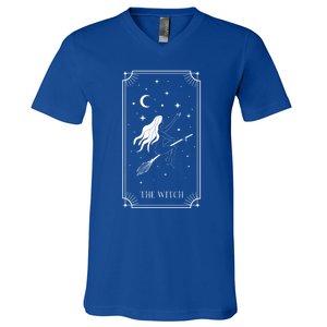 Tarot Card Crescent Moon And Witch Graphic Gift V-Neck T-Shirt