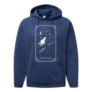 Tarot Card Crescent Moon And Witch Graphic Gift Performance Fleece Hoodie