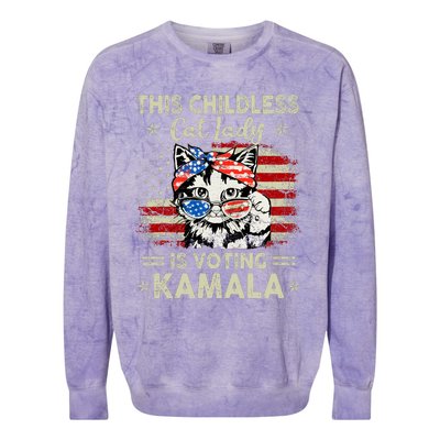 This Childless Cat Lady Is Voting Kamala Colorblast Crewneck Sweatshirt