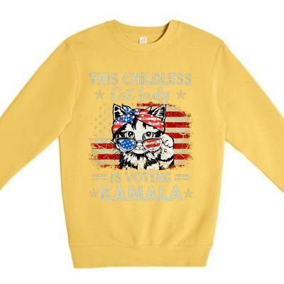 This Childless Cat Lady Is Voting Kamala Premium Crewneck Sweatshirt