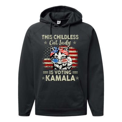 This Childless Cat Lady Is Voting Kamala Performance Fleece Hoodie