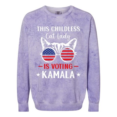 This Childless Cat Lady Is Voting Kamala Colorblast Crewneck Sweatshirt